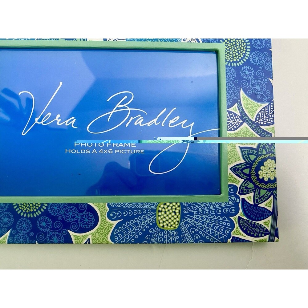 Vera Bradley 4x6 Picture Frame Doodle Daisy Blue Green White Floral Free Standin